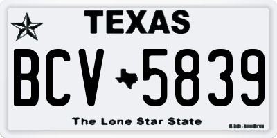 TX license plate BCV5839