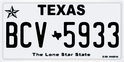 TX license plate BCV5933