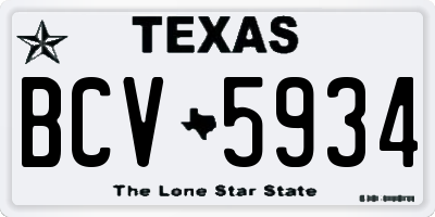 TX license plate BCV5934