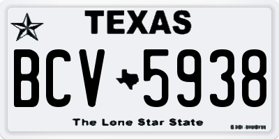 TX license plate BCV5938