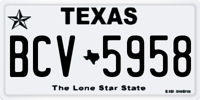 TX license plate BCV5958