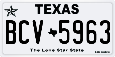 TX license plate BCV5963