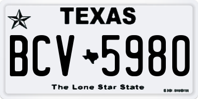 TX license plate BCV5980