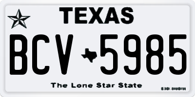 TX license plate BCV5985