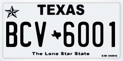 TX license plate BCV6001