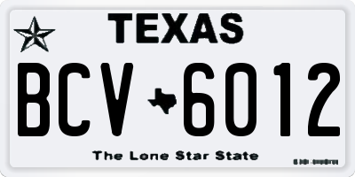 TX license plate BCV6012