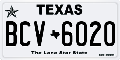 TX license plate BCV6020