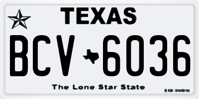 TX license plate BCV6036