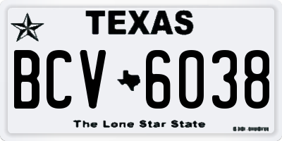 TX license plate BCV6038