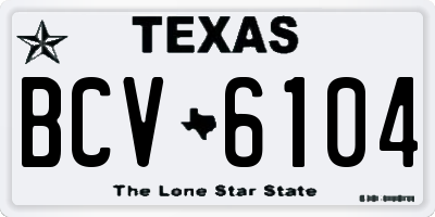 TX license plate BCV6104