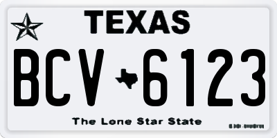 TX license plate BCV6123