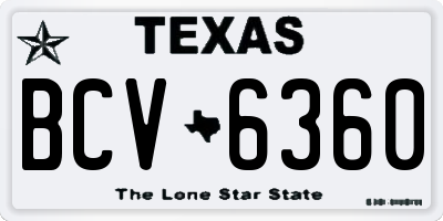 TX license plate BCV6360