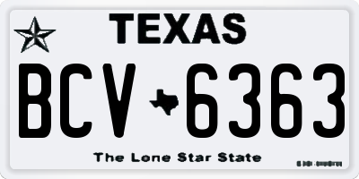 TX license plate BCV6363