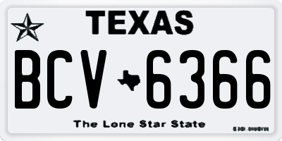 TX license plate BCV6366