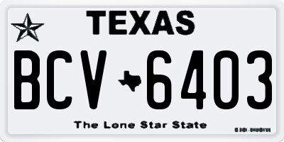 TX license plate BCV6403
