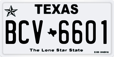 TX license plate BCV6601