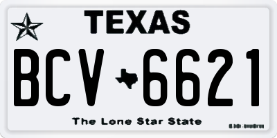 TX license plate BCV6621