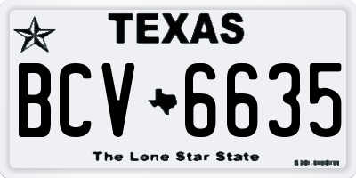 TX license plate BCV6635