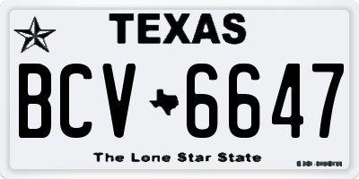 TX license plate BCV6647