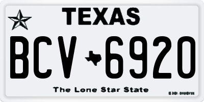 TX license plate BCV6920