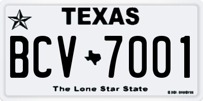 TX license plate BCV7001
