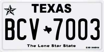 TX license plate BCV7003