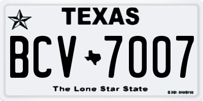 TX license plate BCV7007