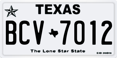 TX license plate BCV7012