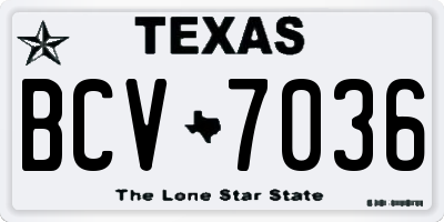 TX license plate BCV7036