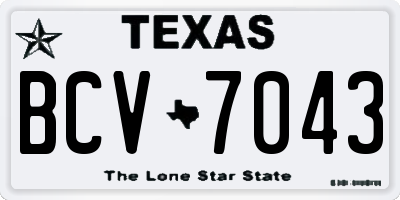 TX license plate BCV7043