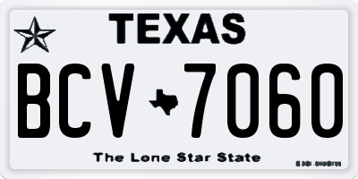 TX license plate BCV7060