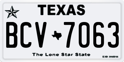 TX license plate BCV7063