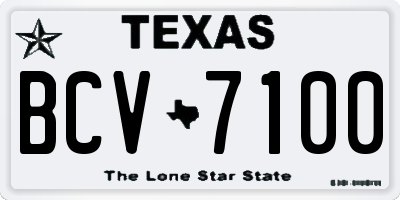 TX license plate BCV7100