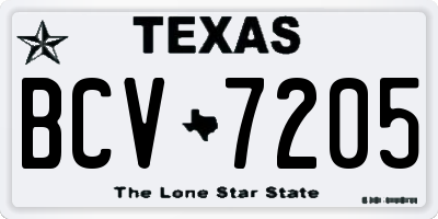 TX license plate BCV7205