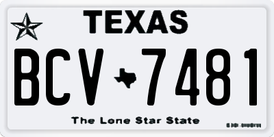 TX license plate BCV7481