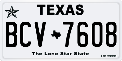 TX license plate BCV7608