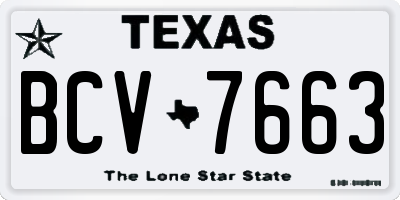 TX license plate BCV7663
