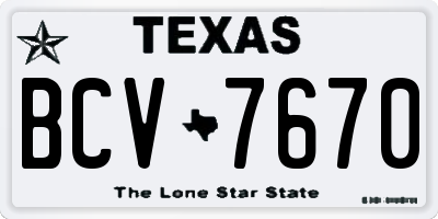 TX license plate BCV7670