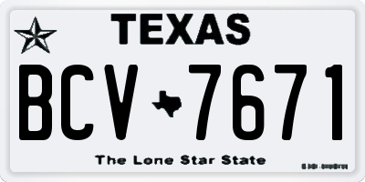 TX license plate BCV7671