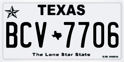 TX license plate BCV7706