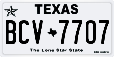 TX license plate BCV7707