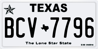TX license plate BCV7796
