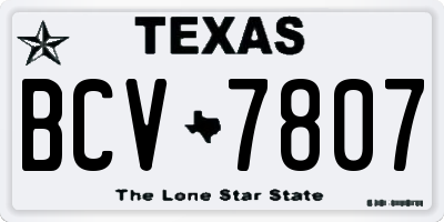 TX license plate BCV7807