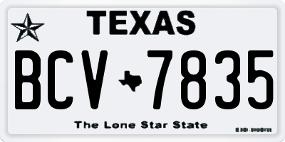 TX license plate BCV7835