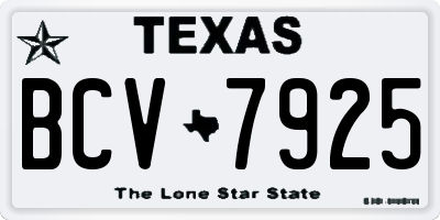 TX license plate BCV7925