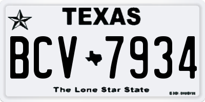 TX license plate BCV7934