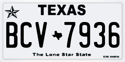 TX license plate BCV7936