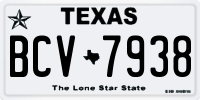 TX license plate BCV7938