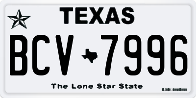 TX license plate BCV7996