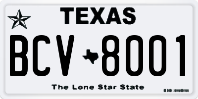 TX license plate BCV8001